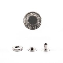QA1117+486 Кнопка пружинный контакт 16 мм, с лого TOP FASHION, никель
